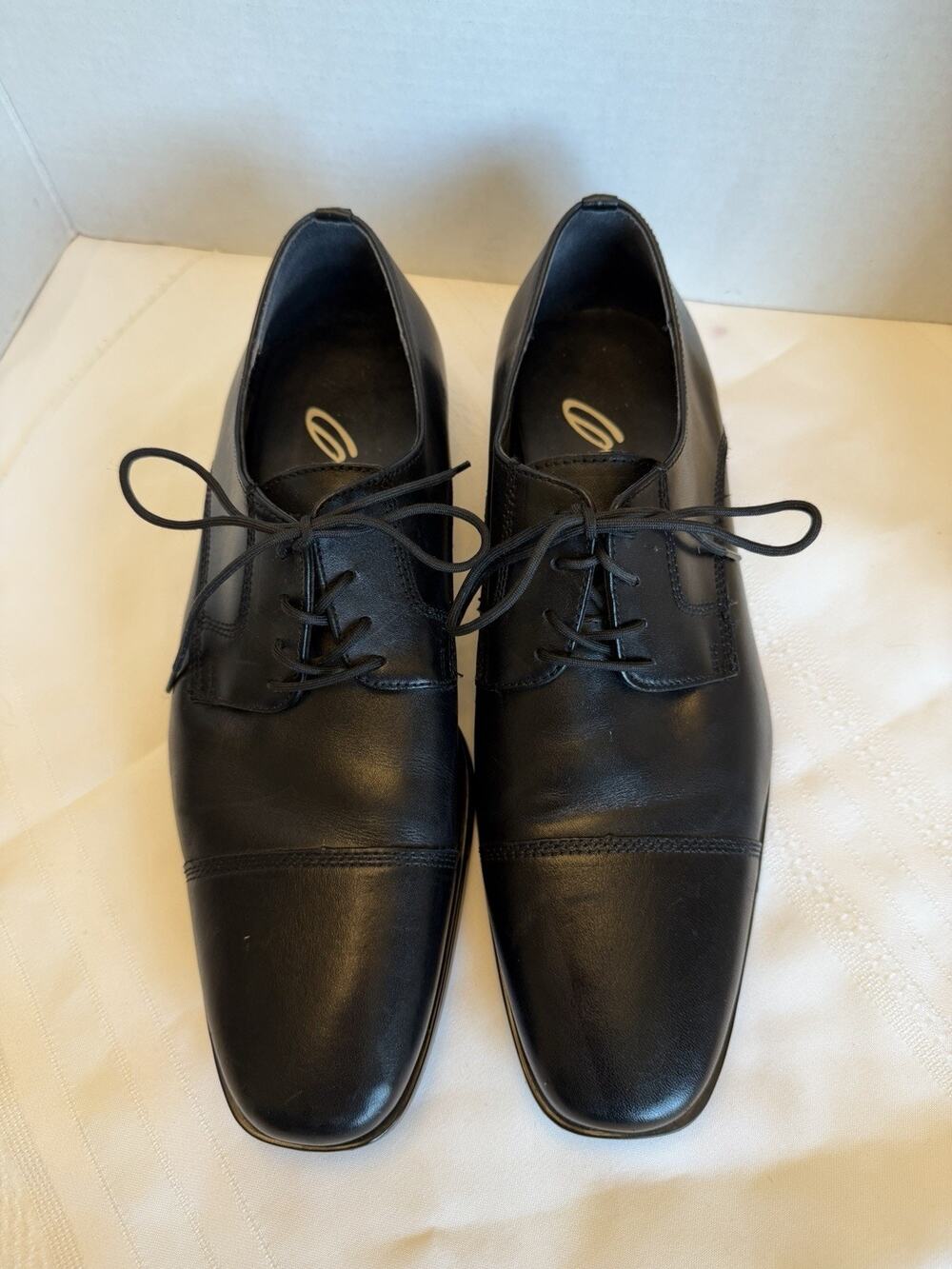 Gino Cherruti Men’s Black Leather Lace Up Cap Oxford Casual Dress Shoes Sz 11